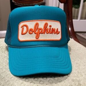 Otto Dolphins Trucker Hat‎ Teal Orange Embroidered Patch Snapback Cap